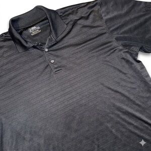 PGA Tour Men XXL Black Striped Polo Shirt Short Sleeve Golf Performance Mesh 2XL